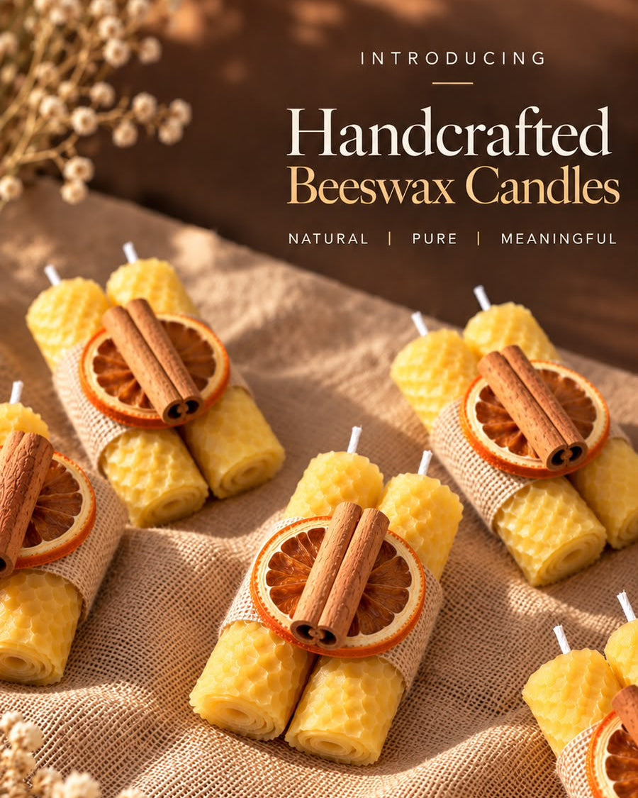 Beeswax Candle Hand Rolled (Pack of 2)