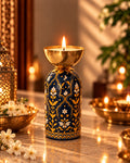 Saanjh Navy Blue Meenakari Resuable Candle (7 inch)