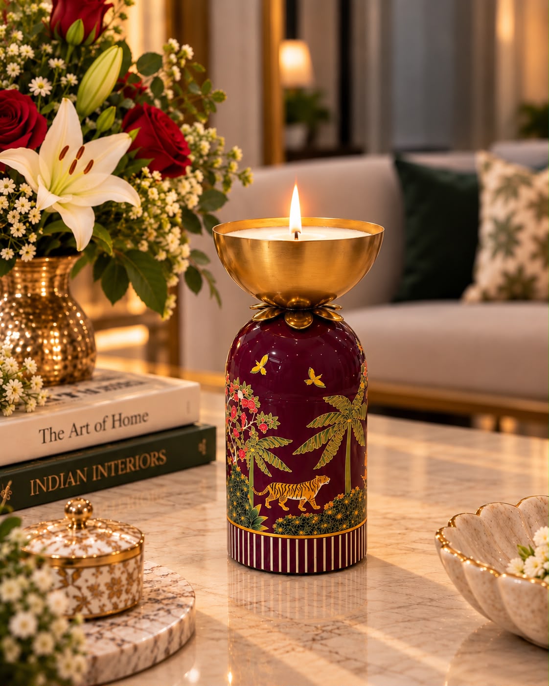 Saanjh Purple Meenakari Resuable Candle (7 inch)
